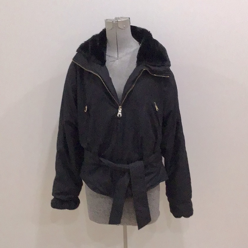 Faux fur black winter coat